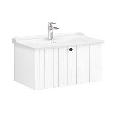 Vitra Root Groove 69380 Lavabo Dolabı, Tek Çekmeceli, 80 Cm, Mat Beyaz, Klasik Lavabolu